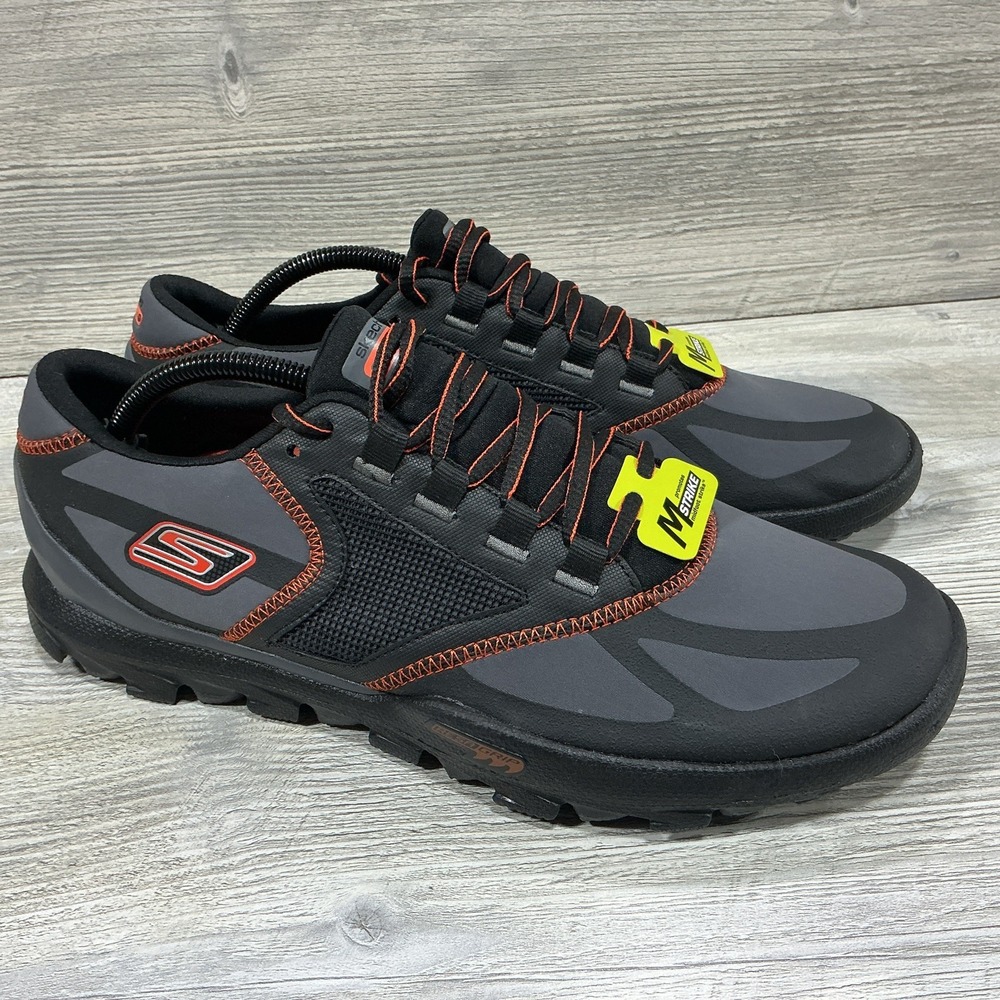 Skechers Go Trail M Strike Mens 53509 Gray Orange Minimalist Shoes Size 10.5 NEW